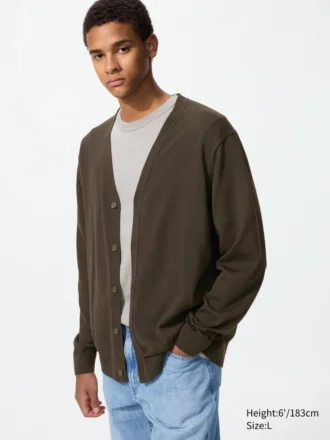 Cardigan da uomo in maglia con scollo a V