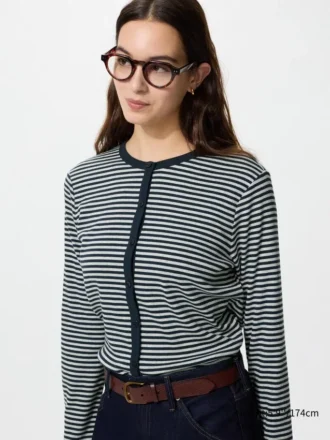 Cardigan morbido a coste da donna | A righe