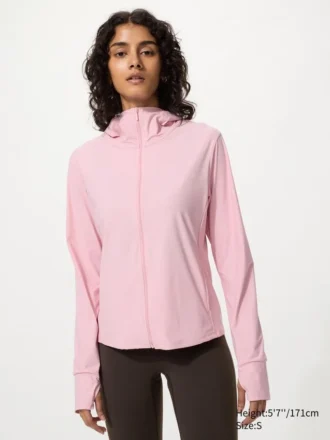 Felpa con cappuccio da donna Ultra Stretch AIRism con protezione UV e zip integrale