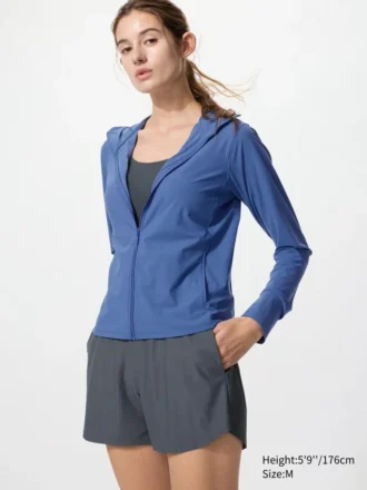 Felpa con cappuccio da donna Ultra Stretch AIRism con protezione UV e zip integrale