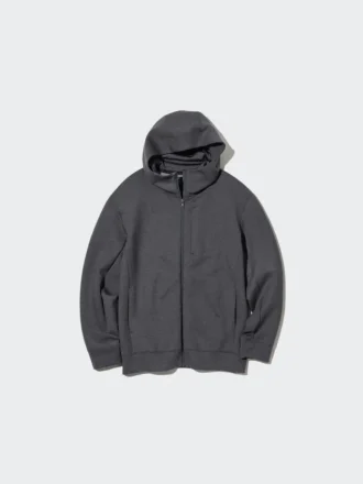 Felpa con cappuccio da uomo in tessuto Stretch Dry Sweat a maniche lunghe con zip integrale