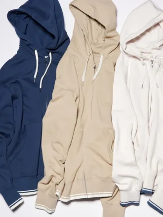 Felpa con cappuccio e zip integrale da donna (a righe)