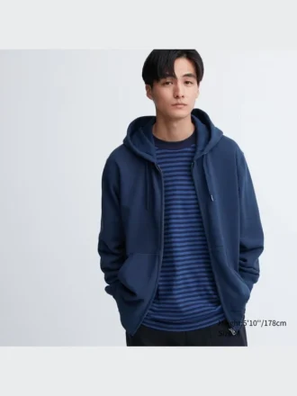 Felpa con cappuccio e zip integrale da uomo