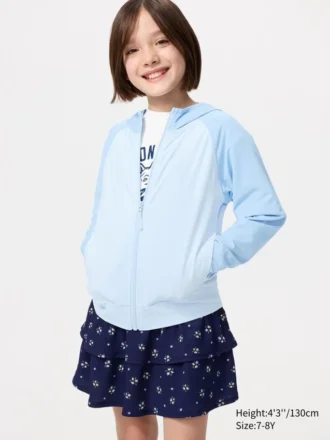 Felpa con cappuccio e zip integrale Kids AIRism con protezione UV