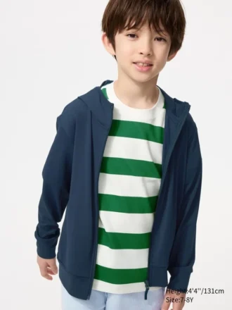 Felpa con cappuccio e zip integrale Kids AIRism con protezione UV