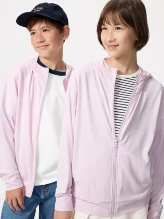 Felpa con cappuccio e zip integrale Kids AIRism con protezione UV