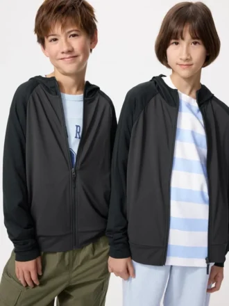 Felpa con cappuccio e zip integrale Kids AIRism con protezione UV