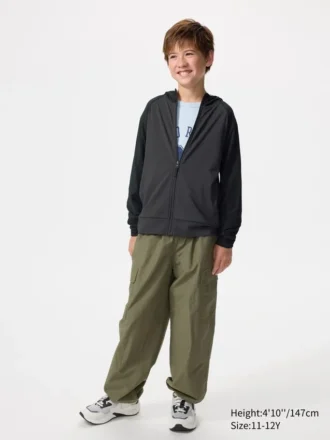 Felpa con cappuccio e zip integrale Kids AIRism con protezione UV