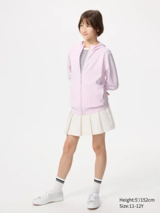 Felpa con cappuccio e zip integrale Kids AIRism con protezione UV