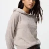 Felpa con cappuccio in maglia a trecce lavabile da donna