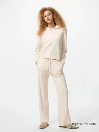 Felpa con cappuccio in maglia a trecce lavabile da donna