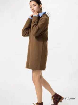 Felpa con cappuccio in maglia di cotone liscio da donna
