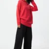 Felpa con cappuccio in maglia di cotone liscio da donna Felpa con cappuccio in maglia di cotone liscio da donna