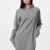 Felpa con cappuccio in maglia di cotone liscio da donna Felpa con cappuccio in maglia di cotone liscio da donna