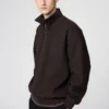 Felpa unisex con mezza zip in tessuto spazzolato