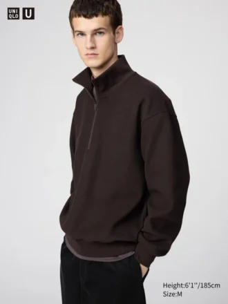 Felpa unisex con mezza zip in tessuto spazzolato Felpa unisex con mezza zip in tessuto spazzolato