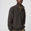 Felpa unisex con mezza zip in tessuto spazzolato