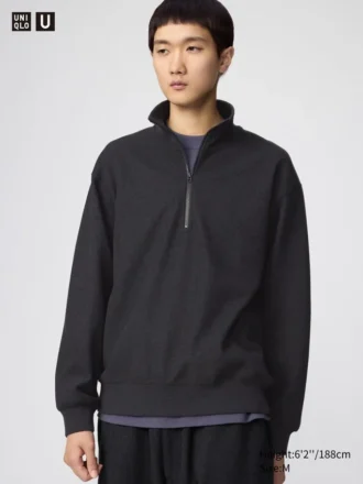 Felpa unisex con mezza zip in tessuto spazzolato Felpa unisex con mezza zip in tessuto spazzolato