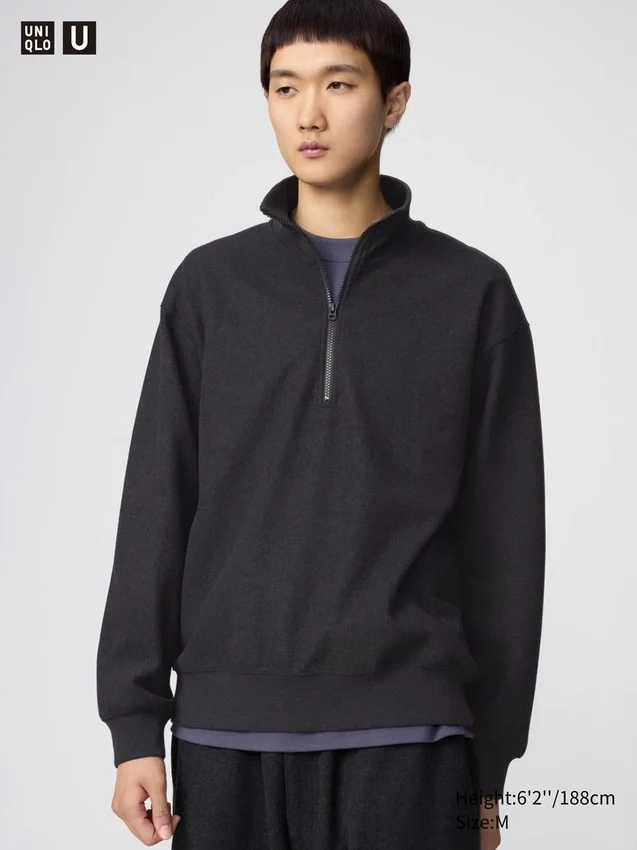 Felpa unisex con mezza zip in tessuto spazzolato Felpa unisex con mezza zip in tessuto spazzolato