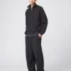Felpa unisex con mezza zip in tessuto spazzolato