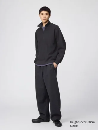 Felpa unisex con mezza zip in tessuto spazzolato