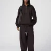 Felpa unisex con mezza zip in tessuto spazzolato