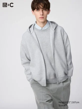 Felpa unisex oversize con cappuccio e zip integrale