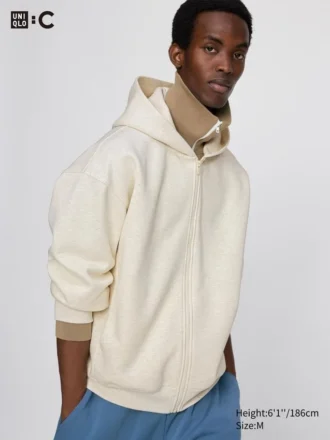 Felpa unisex oversize con cappuccio e zip integrale