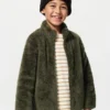 Giacca con zip integrale in pile con filato soffice per bambini Giacca con zip integrale in pile con filato soffice per bambini