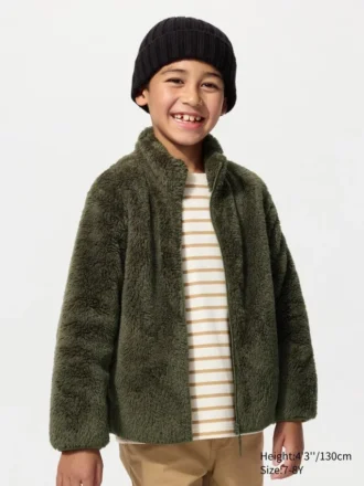 Giacca con zip integrale in pile con filato soffice per bambini