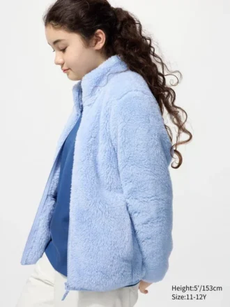 Giacca con zip integrale in pile con filato soffice per bambini