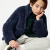 Giacca con zip integrale in pile con filato soffice per bambini