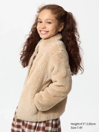 Giacca con zip integrale in pile con filato soffice per bambini
