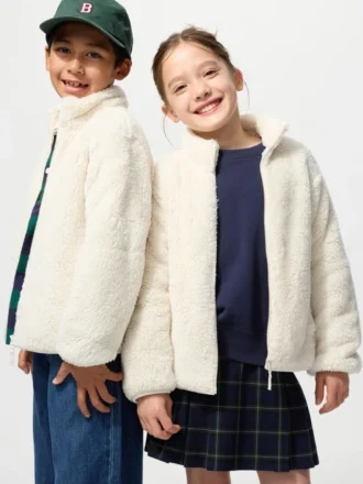Giacca con zip integrale in pile con filato soffice per bambini