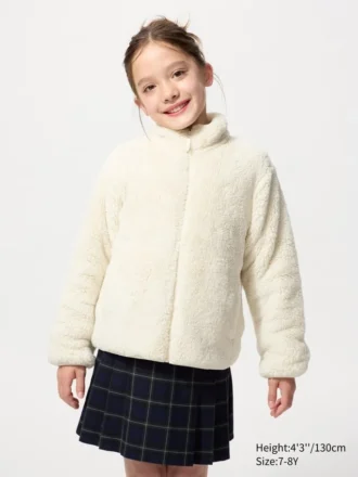 Giacca con zip integrale in pile con filato soffice per bambini