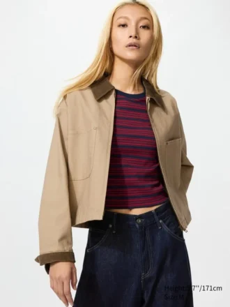 Giacca corta da donna con zip per pantaloncini