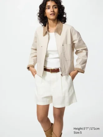 Giacca corta da donna con zip per pantaloncini