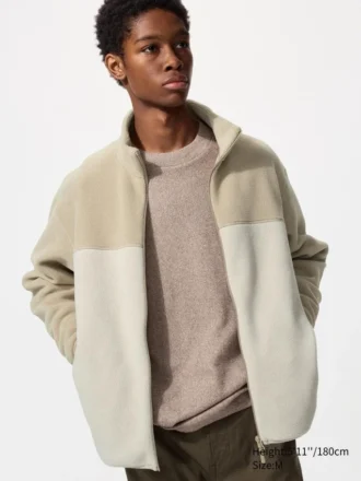 Giacca unisex in pile con zip integrale | Color Block