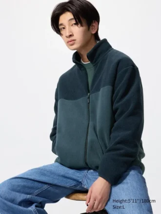 Giacca unisex in pile con zip integrale | Color Block