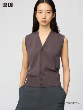 Gilet da donna in maglia lavabile con bottoni