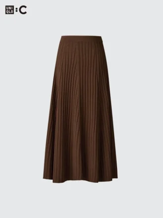 Gonna a coste in misto merino da donna