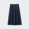 Gonna a pieghe in denim da donna