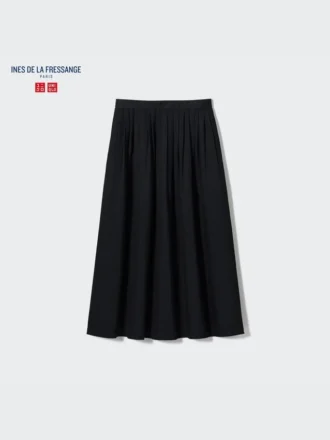 Gonna a pieghe in denim da donna