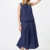 Gonna lunga con pieghe in misto lino da donna Gonna lunga con pieghe in misto lino da donna