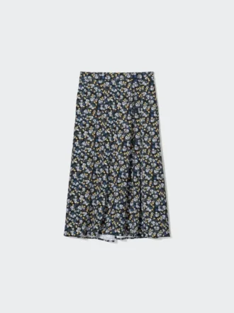 Gonna midi con spacco stampata da donna