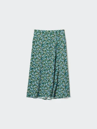 Gonna midi con spacco stampata da donna