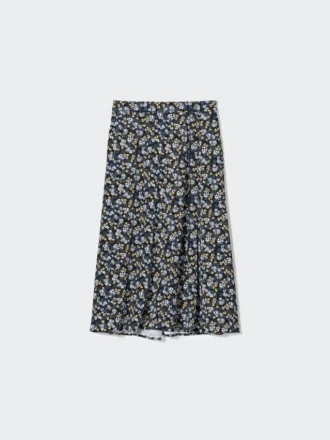 Gonna midi con spacco stampata da donna