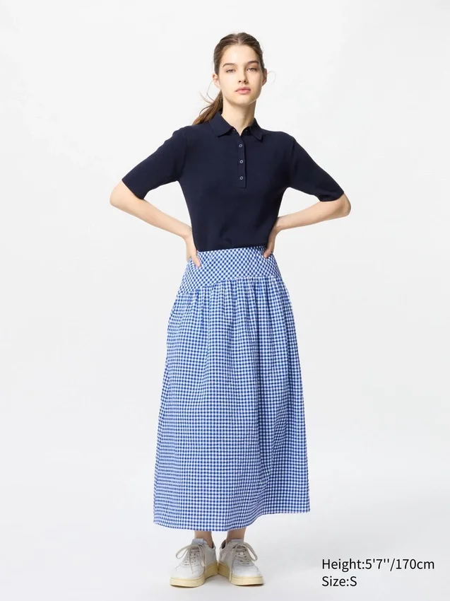 Gonna voluminosa da donna in seersucker | Gingham Gonna voluminosa da donna in seersucker | Gingham
