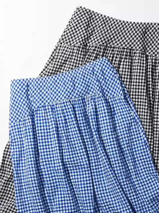 Gonna voluminosa da donna in seersucker | Gingham Gonna voluminosa da donna in seersucker | Gingham