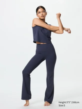 Leggings a zampa d’elefante con costine morbide AIRism da donna